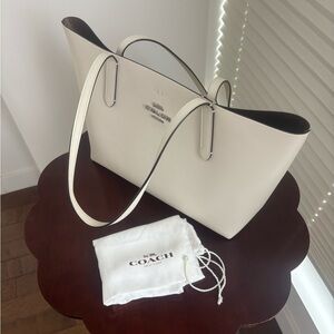 Coach White Leather Tote Bag